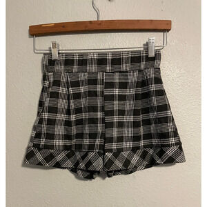 Vintage Womens Shorts Medium Black Plaid Pull On High Rise Grunge Academia Y2K